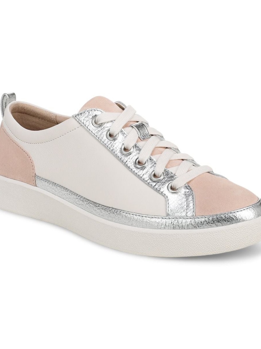 Vionic Women's Lace-Up Winny Sneaker in Blush, White & Silver